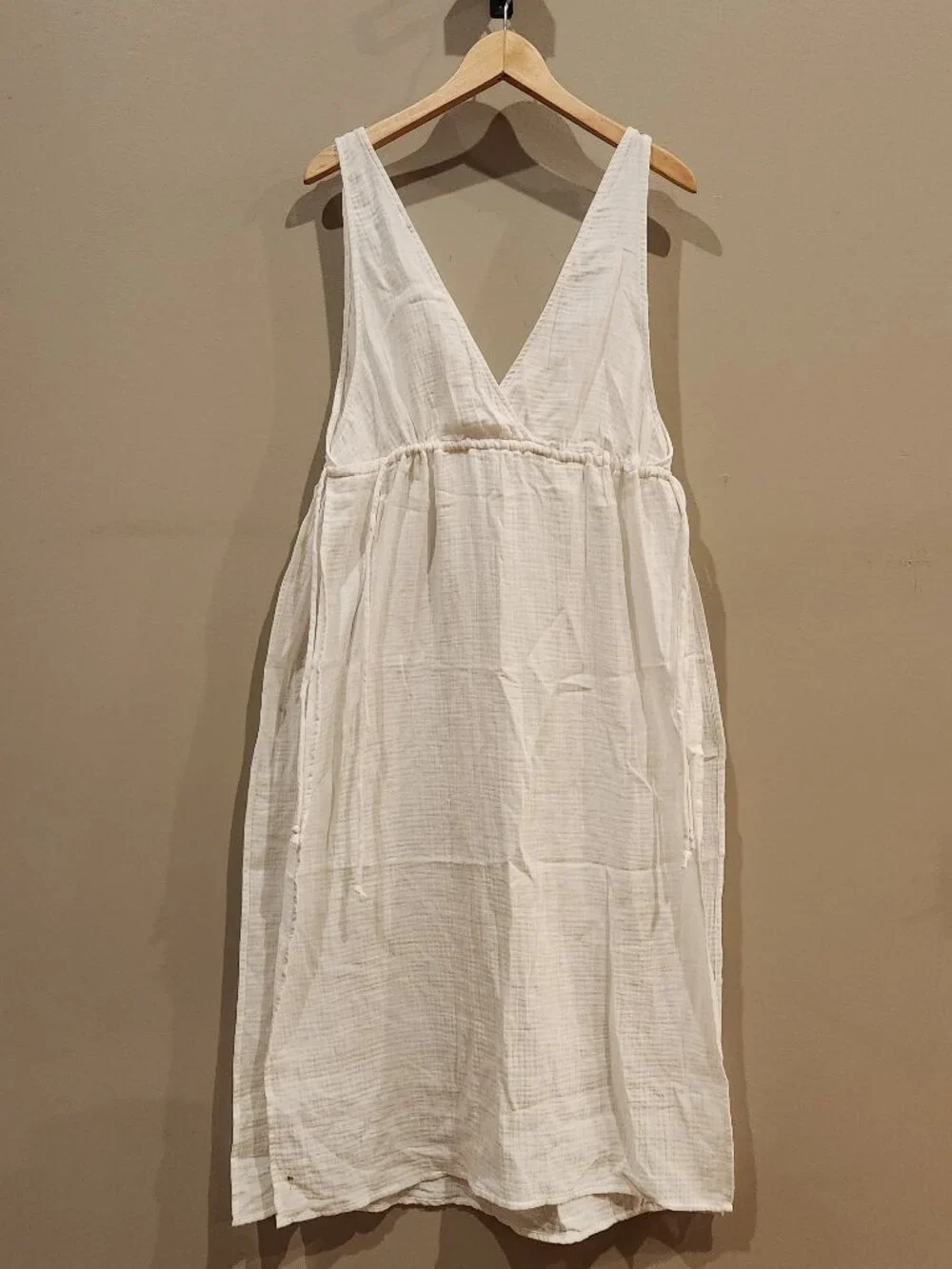 Shade & Shore White Gauze Midi Cover Up Dress Women's Medium Beach